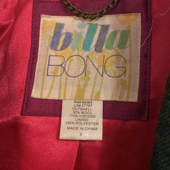 Billabong women’s plaid pea coat, size small! - Picture 3 of 8